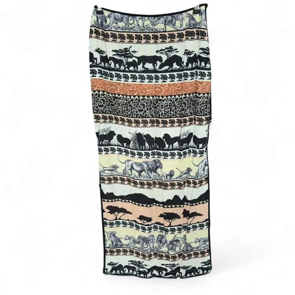 Vintage 90s Platinum by Dorothy Schoelen safari animal prints maxi skirt size 4